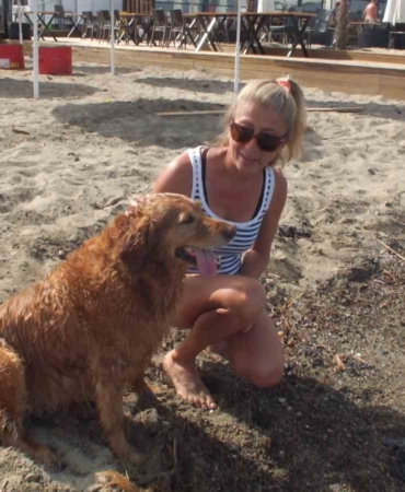 Balıkesir’de ’Grim’ köpeğin deniz keyfi