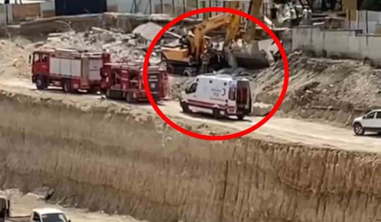 İstinat duvarı iş makinasının üzerine devrildi, sıkışan operatör kurtarıldı