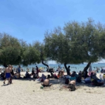 Menekşe Plajı’ndaki yoğunluk havadan görüntülendi