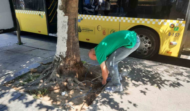 Fatih’te kaldırım üzerinde açık halde bulunan elektrik kabloları vatandaşı tedirgin etti