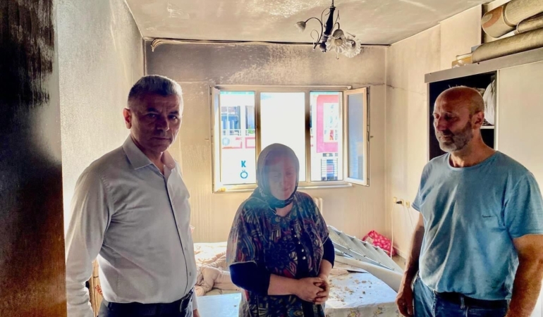 Kaymakam Arslan Yurt, yangın mağdurlarını ziyaret etti