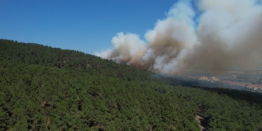 Pendik Aydos Ormanı’ndaki yangın havadan görüntülendi