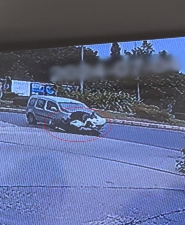 Tekirdağ’da dönel kavşaktaki kaza kamerada