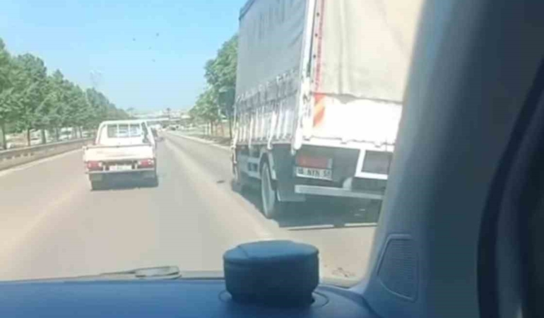 Yan giden kamyon yürekleri ağza getirdi