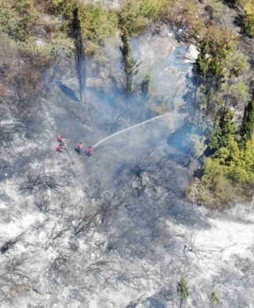 Ağaçlık ve çalılık alanda geniş çaplı yangın: Ekipler söndürmek için seferber oldu