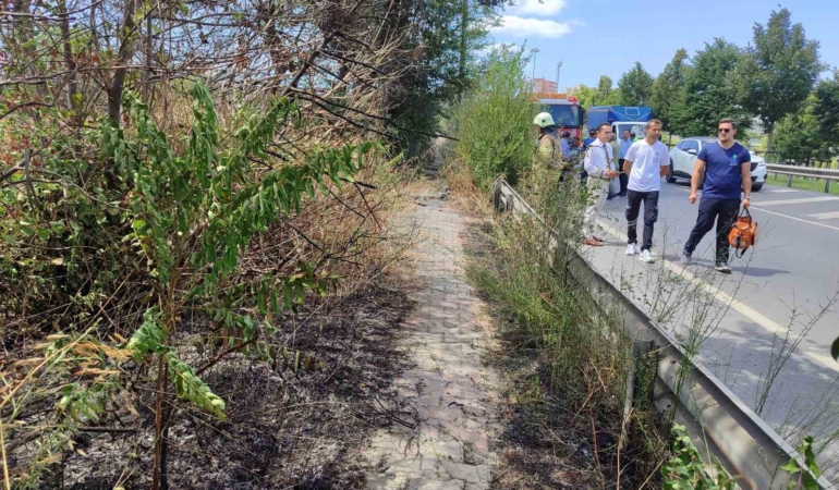 Bakırköy’de E5 kenarında korkutan yangın
