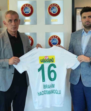 Bursaspor Başkanı Enes Çelik, TFF Başkanı İbrahim Hacıosmanoğlu’nu ziyaret etti