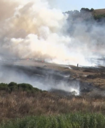 Büyükçekmece’de 60 dönümlük arazinin kül olduğu yangın kontrol altına alındı