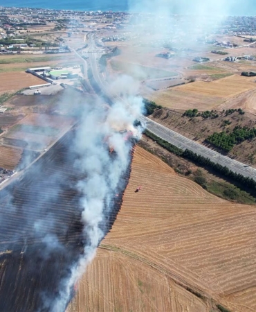 Büyükçekmece’de geniş alanda ot yangını