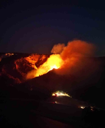Tarihi Alan’daki orman yangını dron ile görüntülendi