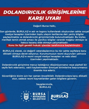 BURULAŞ’tan dolandıcılık uyarısı