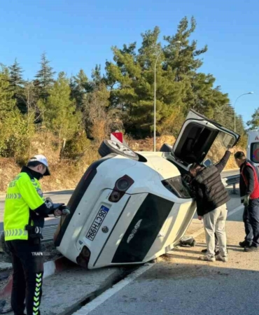 Otomobilin takla attığı kazada 1 kişi yaralandı