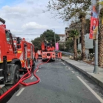 Sarıyer’de inşaatı 34 yıldır bitmeyen rezidansta yangın: Alevler kamerada