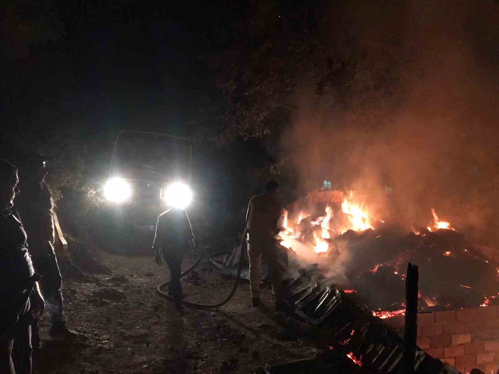 İvrindi’de hayvan damı yandı