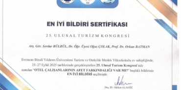 SUBÜ akademisyenlerine en iyi bildiri ödülü