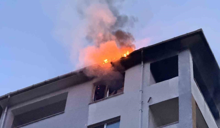 Edirne’de dairede çıkan yangın çatıya sıçradı