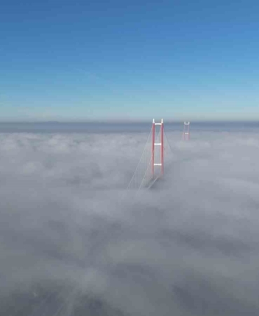 Sis içinde kalan 1915 Çanakkale Köprüsü’nde görsel şölen