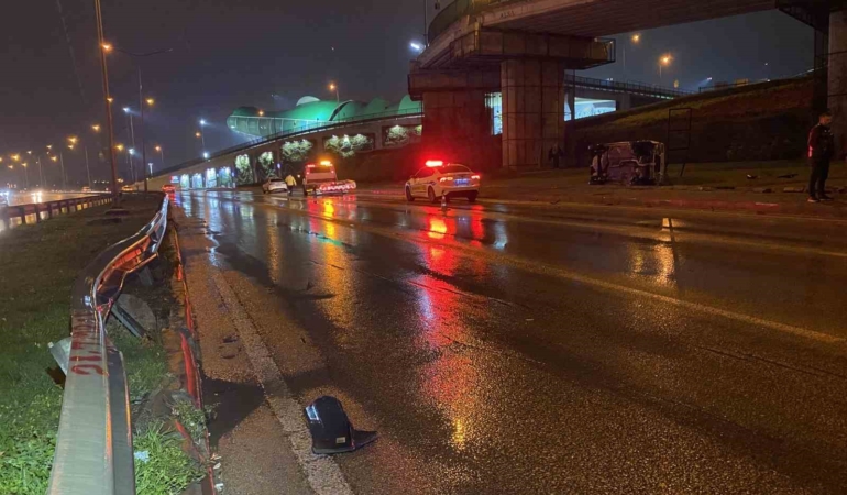 Kontrolden çıkan otomobil takla attı: Sürücü burnu bile kanamadan kurtuldu