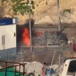 Şile Limanı’nda bir araç alevlere teslim oldu