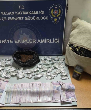 Keşan’da yastık içerisine saklanmış uyuşturucu ele geçirildi