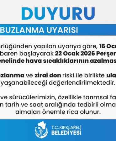 Kırklareli genelinde don ve buzlanma uyarısı: 6 gün sürecek