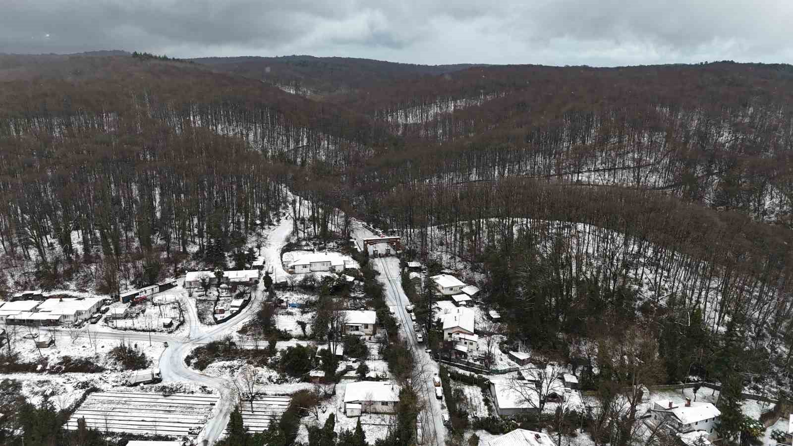 Sarıyer’de kış manzarası havadan görüntülendi