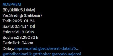 Balıkesir Valiliği’nden deprem açıklaması