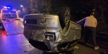Beykoz’da otomobil takla attı: 2 yaralı