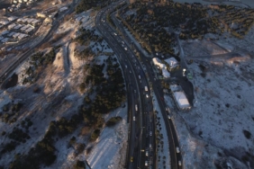 Beylikdüzü ve Büyükçekmece’de havadan kar manzarası