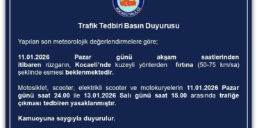 Kocaeli’de motosiklet, scooter ve motokuryelerin trafiğe çıkışı yasaklandı