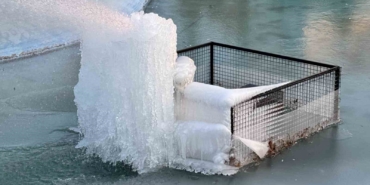 Süs havuzları buz heykeline dönüştü