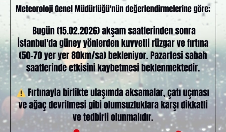 Meteorolojiden İstanbul için fırtına uyarısı
