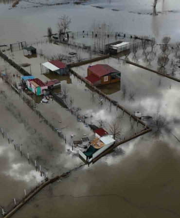 Edirne’de taşkının izleri havadan görüntülendi