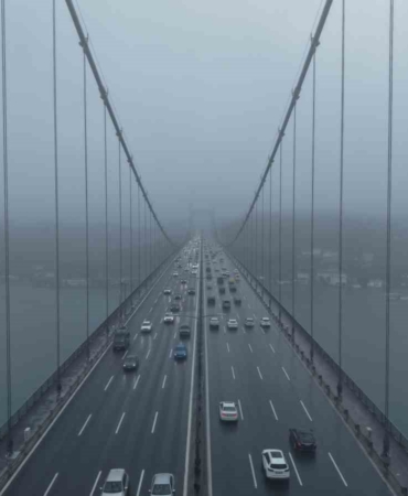 15 Temmuz Şehitler Köprüsü’nde havadan sis manzarası