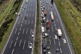 Kuzey Marmara Otoyolu’nda 1 polisin şehit olduğu kaza yeri havadan görüntülendi