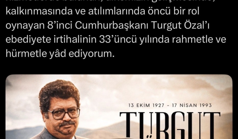 Cumhurbaşkanı Erdoğan, Turgut Özal’ı vefat yıl dönümünde andı