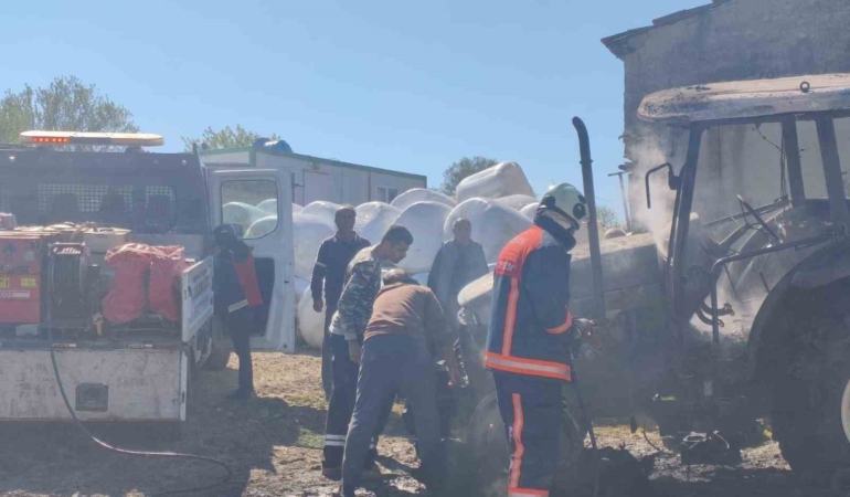 Keşan’da traktörde yangın