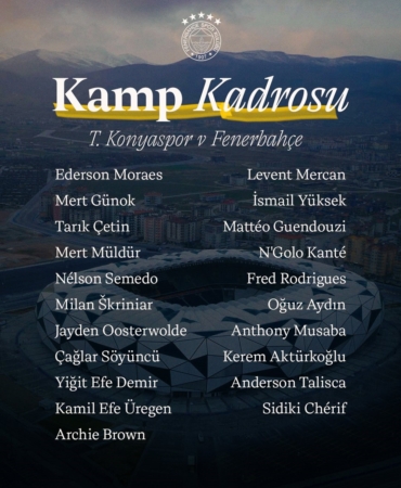 Fenerbahçe’nin Konyaspor maçı kamp kadrosu belli oldu