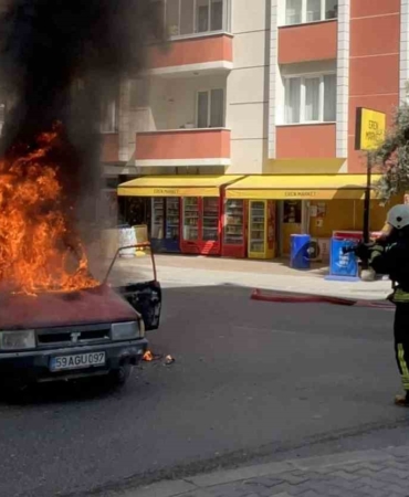 Tekirdağ’da korku dolu anlar: LPG’li otomobil alev topuna döndü