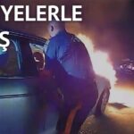 Yanan araçtan son anda kurtuldu