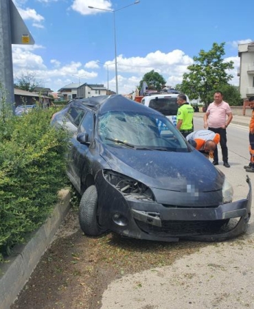 Aydınlatma direğine çarpıp devrildi