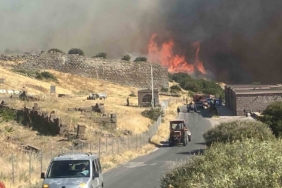 Ayvacık’ta makilik alanda çıkan yangın antik kente sıçradı
