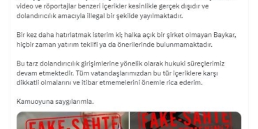 Baykar Yönetim Kurulu Başkanı Selçuk Bayraktar’dan dolandırıcılık uyarısı