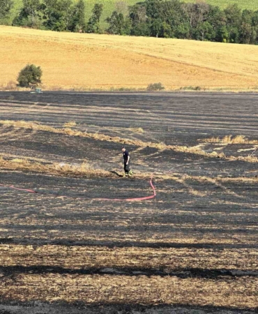 Biçerdöverin kıvılcımı tarlayı yaktı