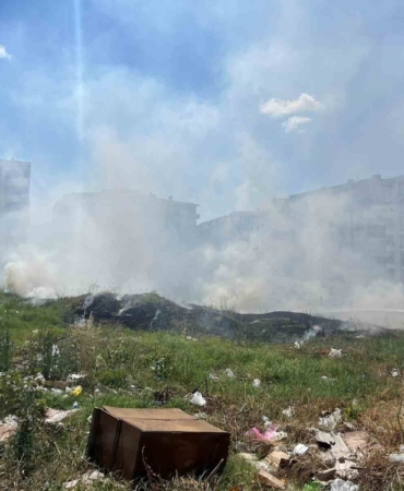 Boş arazide yangın çıktı