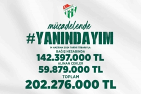 Bursaspor’un ‘Yanındayım’ kampanyasına 202 milyon TL bağış yapıldı