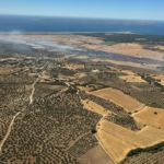 Ezine’de tarım arazisinde başlayan yangın ormanlık alana sıçramadan kontrol altına alındı