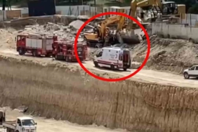 İstinat duvarı iş makinasının üzerine devrildi, sıkışan operatör kurtarıldı