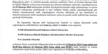 Kamyon, çekici ve tanker cinsi araçlara 1 günlük yasak