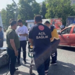 Kapaklı’da otomobil ile çarpışan motosikletli kurye yaralandı